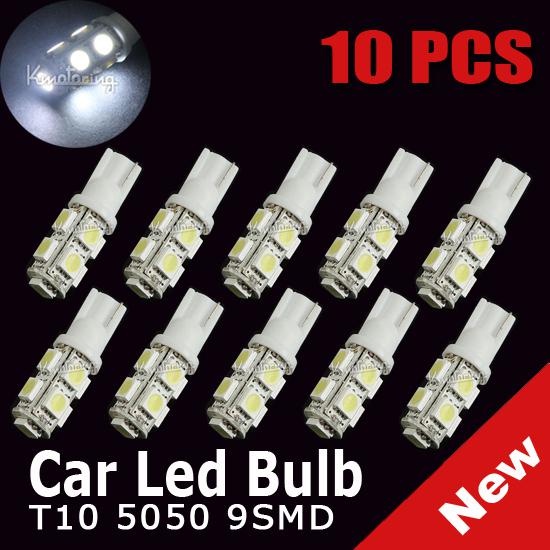 10* t10 5050 9 smd led white w5w car side wedge interior light bulb 168 194 2825