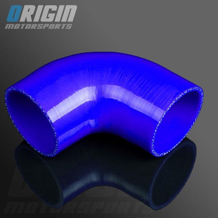 Blue 3.5" to 3.5" 90 degree turbo intercooler silicone elbow hose pipe 3ply 89mm