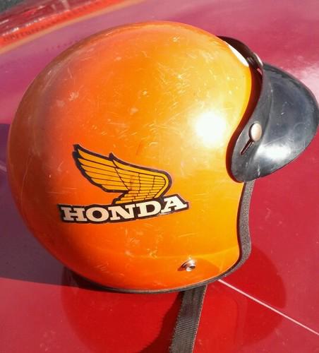 1960's pip honda racing bright orange motorcycle helmet size medium 