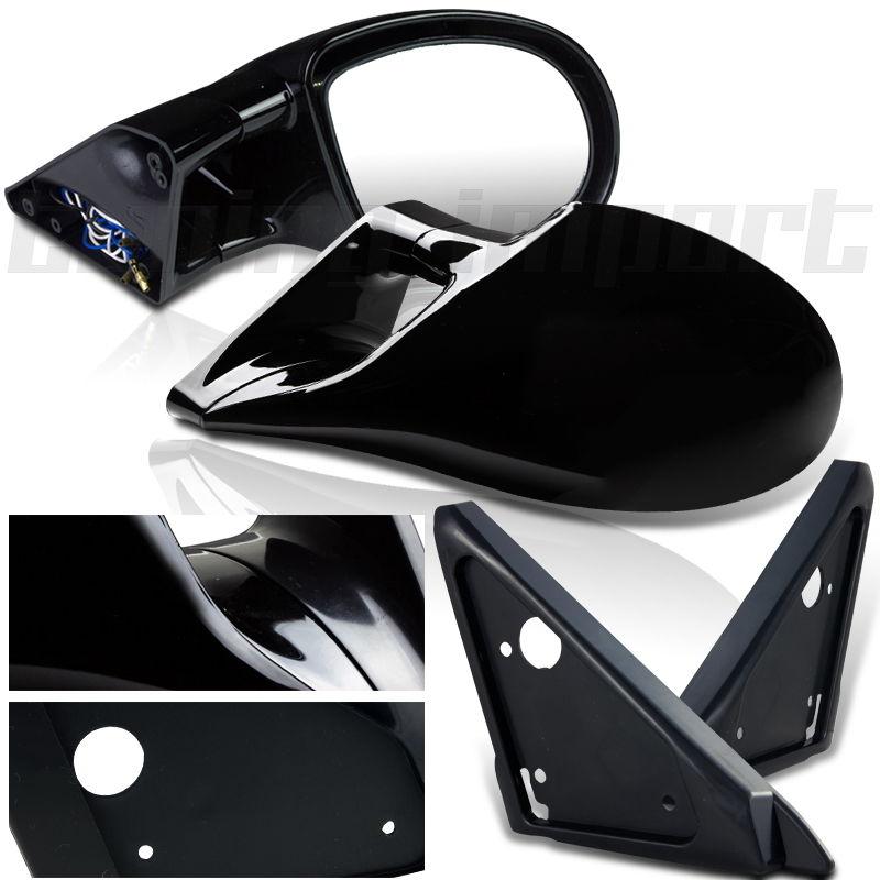 1989-1994 nissan 240sx m3 style power mirrors pair sport glossy black cover new