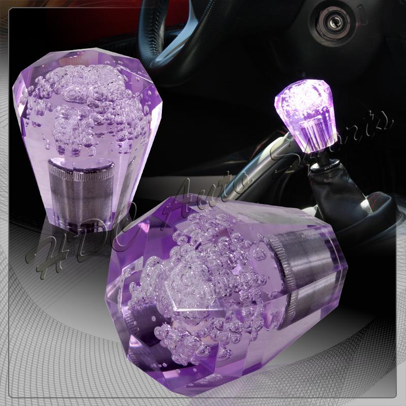 Universal 60mm diamond bubble gear stick shift shifter screw on knob - purple