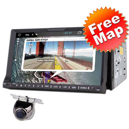 Gps double 2 din 7&#034; in-dash car dvd cd player stereo radio bluetooth ipod+camera