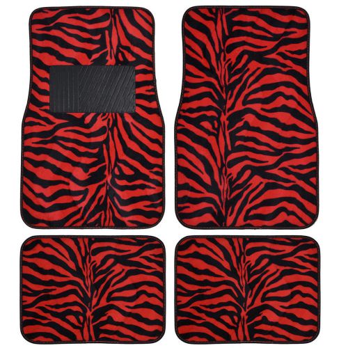 Premium car auto carpet floor mats 4 piece ( zebra red ) superb design