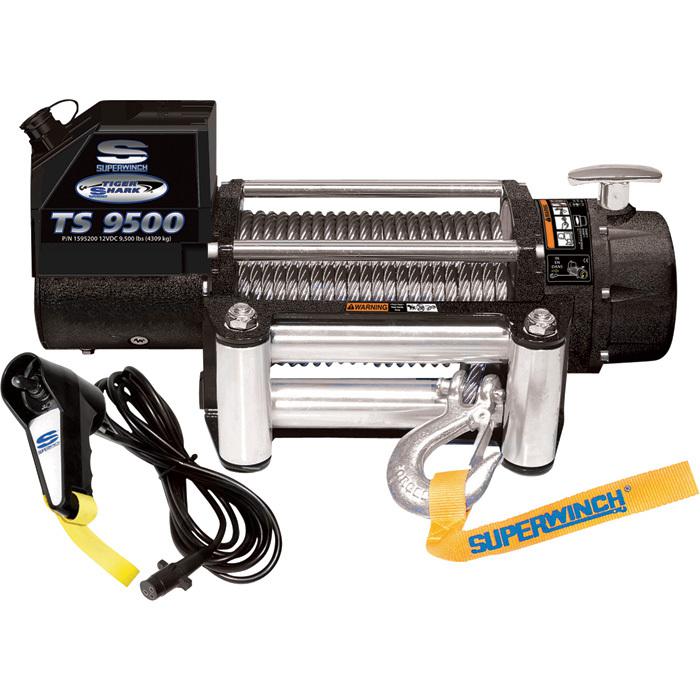 Tiger shark 12 volt dc winch with remote -9,500-lb capacity 5.2 hp #1595200