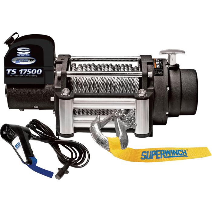 Tiger shark 12 volt dc winch with remote -17,500-lb capacity 6.5 hp #1517200