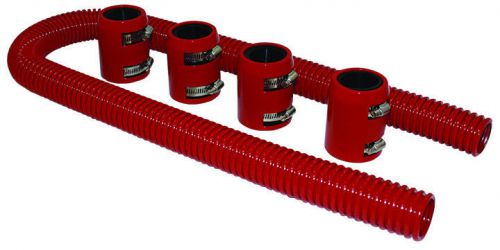 48&#034; red stainless flexible radiator hose kit w/ billet clamp covers chevy ford