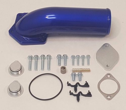 Ford 6.4l turbo egr delete kit w/ blue intake elbow without weld  gp 101-010