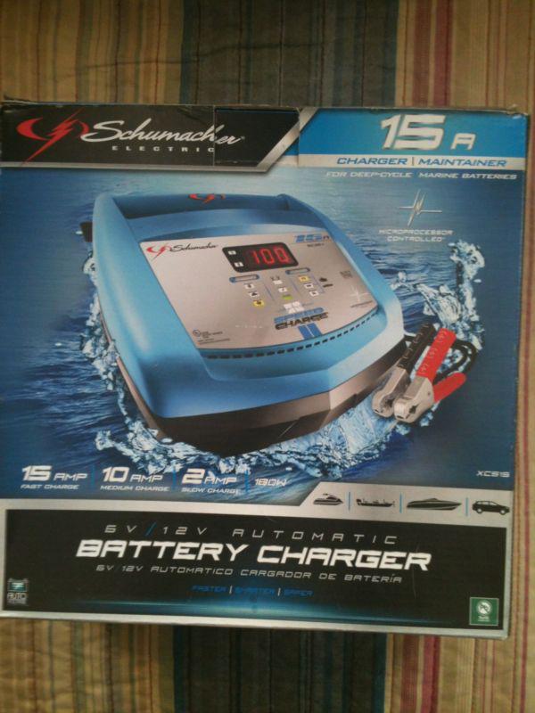 Schumacher 6v 12v electric battery charger 15 amp deep cycle or marine batteries