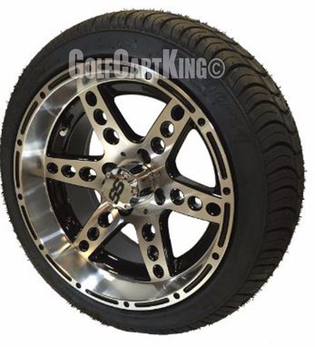 &#034;chaos&#034; machined/black 14&#034; low profile tire/wheel combo - non lifted golf carts
