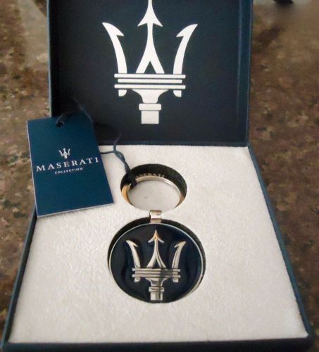 Maserati corporate key ring 2016 made in italy blue retail $30 boxed steel fob