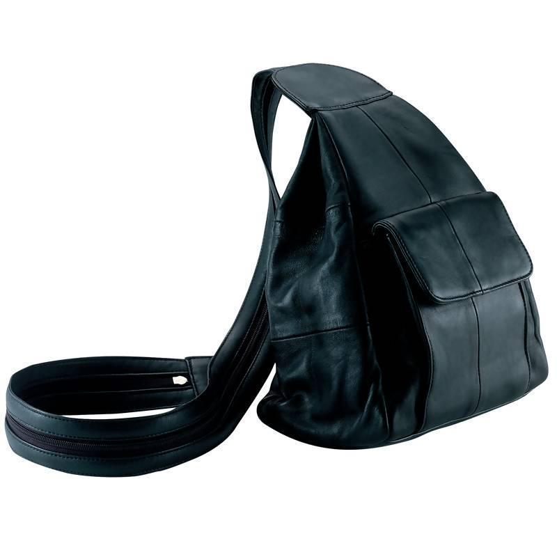 Embassy&trade; solid genuine lambskin leather hobo sling/backpack purse by navar