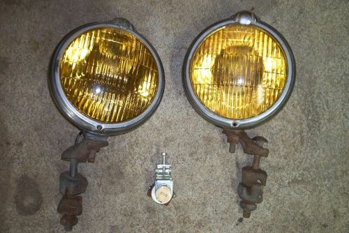 Vintage electroline 75 foglights 6v amber bulb with switch