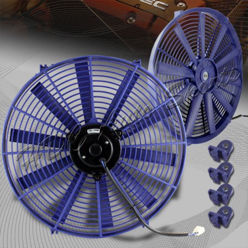 1 x 16&#034; blue 1500 cfm 2250 rpm electric slim push pull engine bay radiator fan