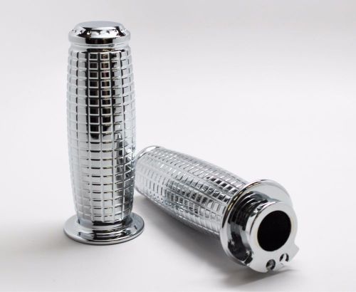 1&#034; chrome oval moto style hand grips for harley softail dyna fxst fxd flst fxc