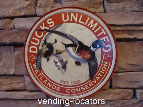 Ducks unlimited round metal hunting wildlife deer cabin home decor rifle pistol