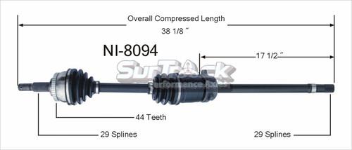 Sur track ni-8094 cv half-shaft assembly-new cv axle shaft