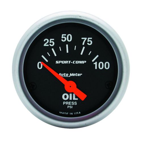 Auto meter 3327 oil pressure gauge 2-1/16&#034; black face sport-comp serie