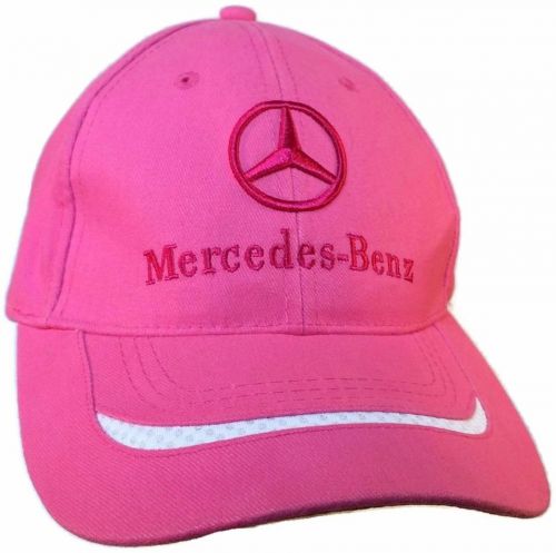 Womens pink &amp; white mercedes benz car hat cap adjustable collectible