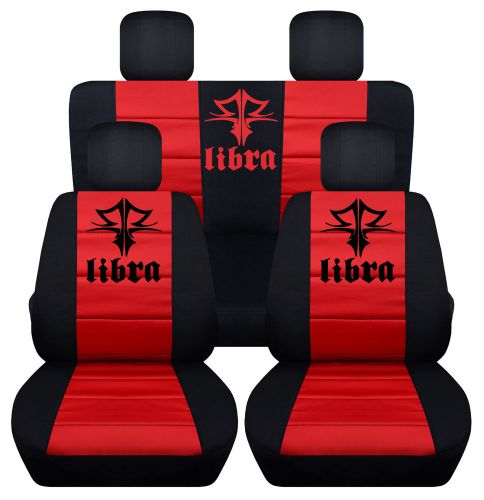 Front&amp;rear black-red seat covers libra sign 2door jeep wrangler 2011-2016