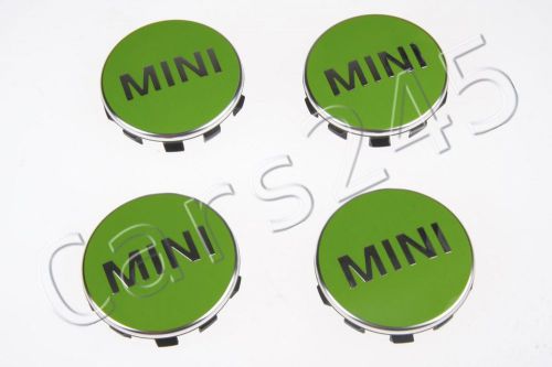 Genuine mini cooper 52mm apple green wheel center cap set 4 pcs