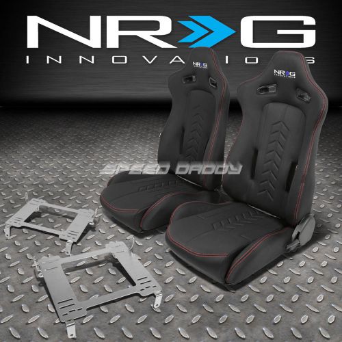 Nrg black reclinable racing seats+stainless steel bracket for civic fg2 fa1 fd2