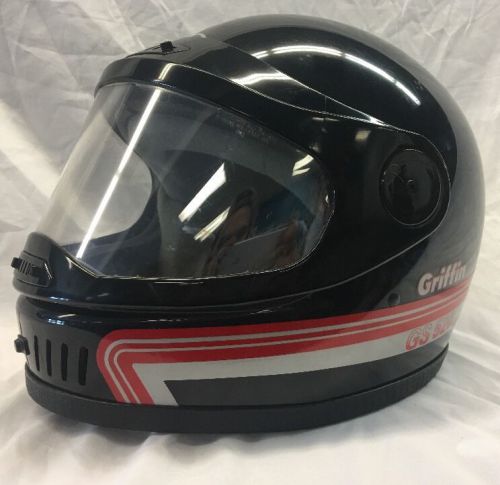 Vintage griffin motorcycle moped snowmobile helmet gs 520 racing stripes 80&#039;s
