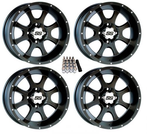 Itp 12&#034; ss108 black golf cart wheels/rims ez-go &amp; club car