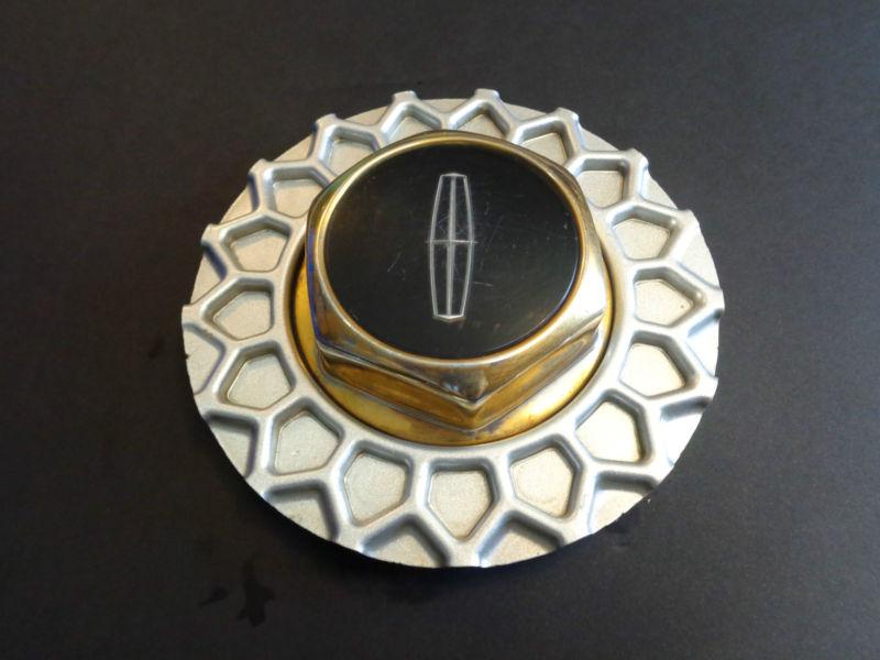1990-1997 lincoln town car center cap hubcap oem f0vc-1a096-ae gold #c13-b514