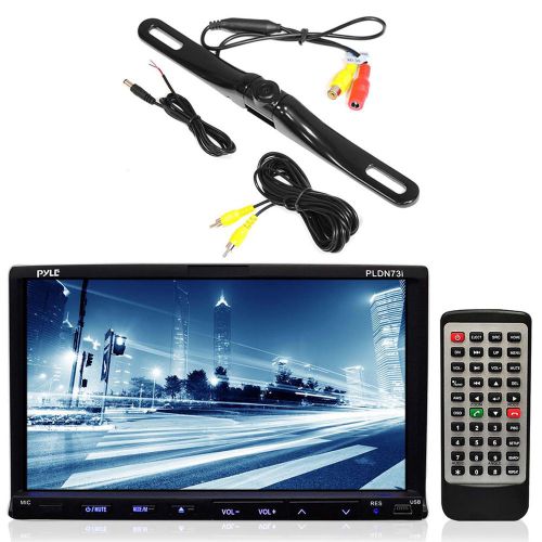 7&#034; pyle double din cd mp3 sd ipod receiver, pyle black waterproof backup camera