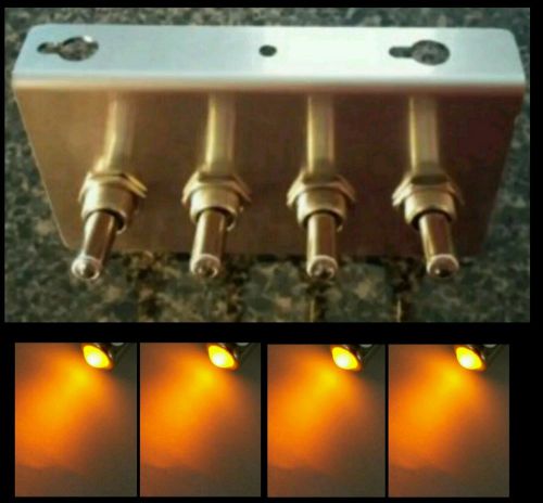 Toggle switches mounting panel amber led plate rocker 12v jeep stainless steel 4