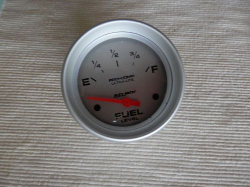 Auto meter 5417 pro comp ultra lite 2-5/8&#034; silver fuel level gauge only