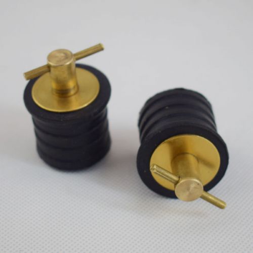 2 pieces 1&#034; twist turn hull drain plug bass tracker lund  rubber &amp; brass durable