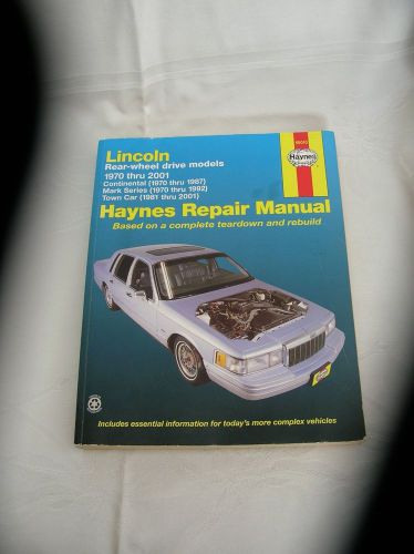 Haynes repair manual 59010 lincoln 1970 thru 2001