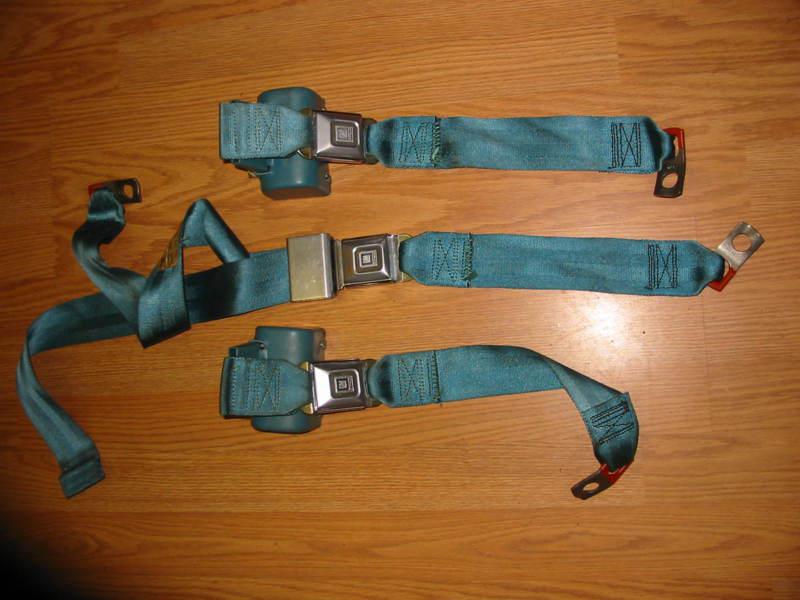 1978 gm rear  seat belts turquoise/ teal  set of 3 