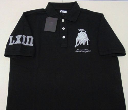 Lamborghini black w/ dark grey bull lxiii ss polo shirt oem # 9009559ccb047