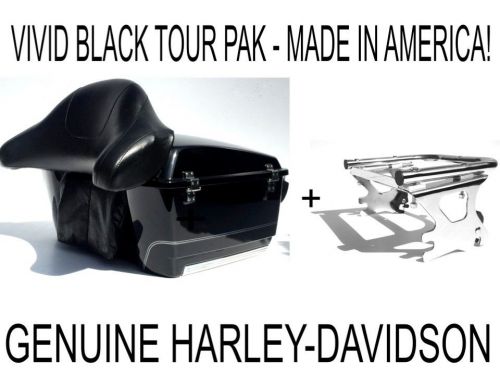 Genuine harley davidson vivid black tour pak pack trunk 2-up rack mounting rack