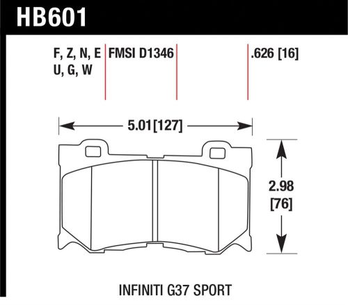 Hawk performance hb601f.626 disc brake pad fits 09-14 370z fx50 g37 m37 m56