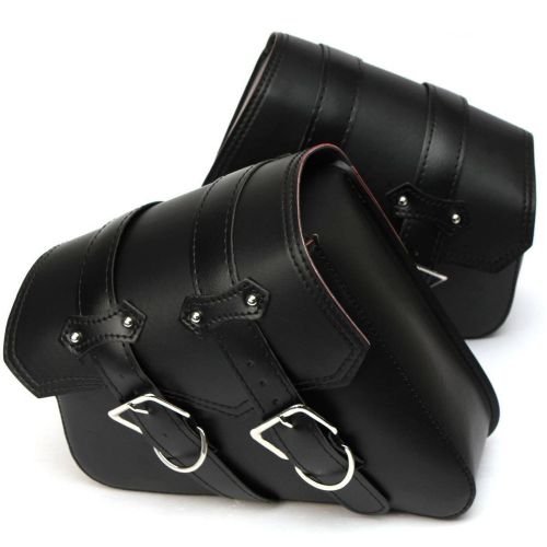 Pair black motorcycle pu leather saddle bag luggage for harley sportster xl 883