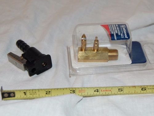 Out board motor fuel tank adapter, fuel hose/line plug in ( for the adapter.). b