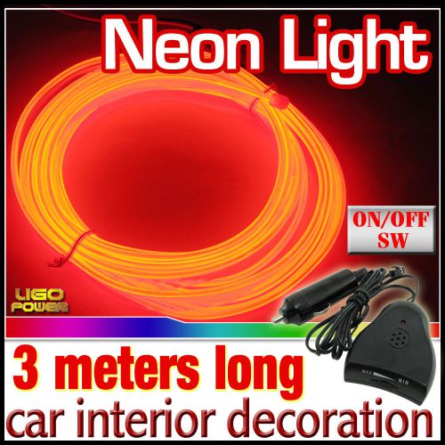 3m red flexible neon light glow el-wire rope car party strip sound control