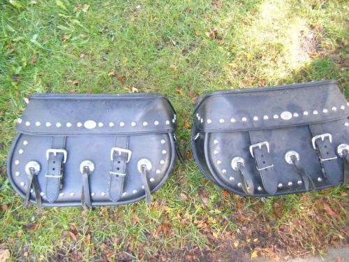 Leather boss bags saddlebags covered in studs w/ concha&#039;s left &amp; right