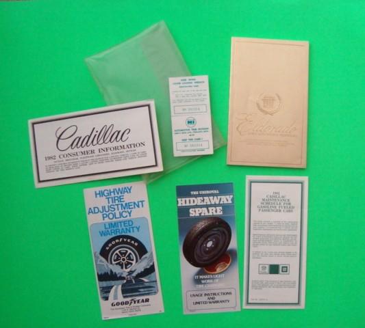 Orig'l 1982 cadillac eldorado owner manual w/ other documents in pouch