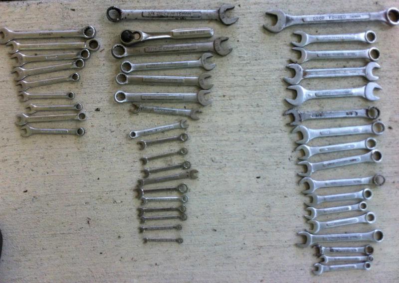 Lot of 44 pc of combination wrenches, craftsman, gearwrench, great neck wrenches