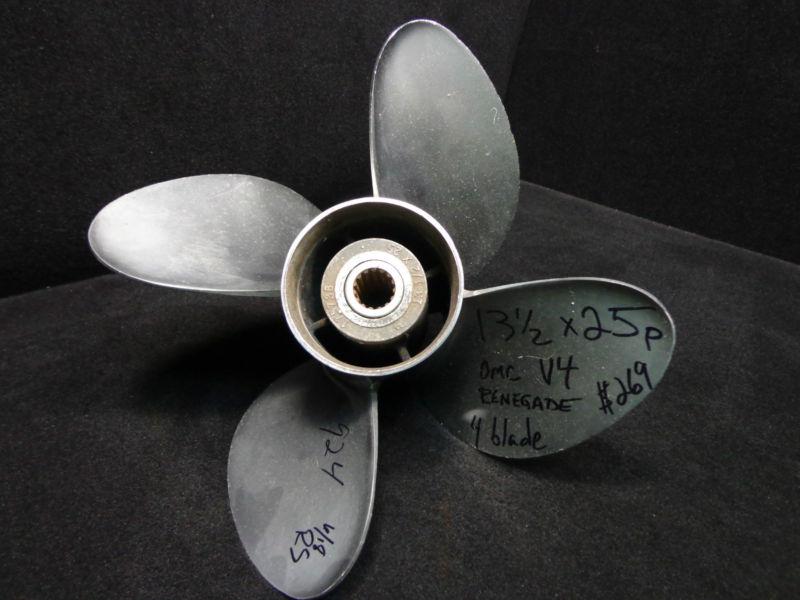 Omc renegade v4 stainless steel propeller 13.5 x 25p~4 blade rh ss prop (924)