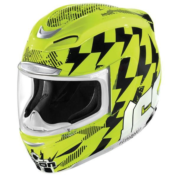 Icon airmada stack hi-viz yellow full face motorcycle helmet