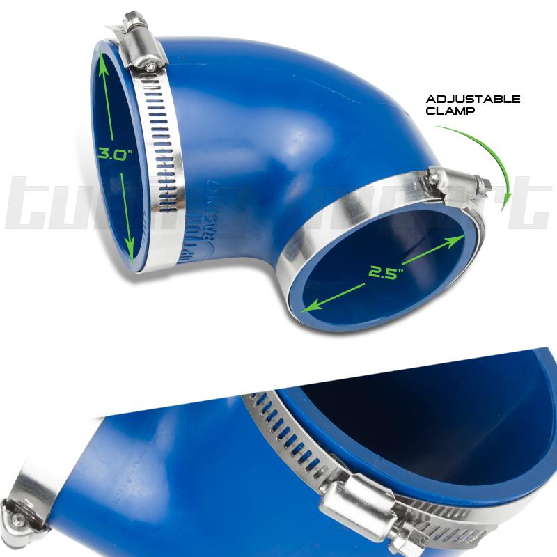 Blue 2.5"- 3" 90 degree turbo silicone elbow pipe hose reducer gmc sierra denali