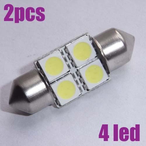 2x white 4-smd led festoon dome car light lamp for 211