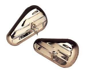 Triple chrome plated teardrop side tool box  w/ 2 keys ~ harley kustoms bobbers 