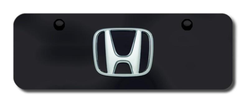 Honda logo chrome on black mini-license plate made in usa genuine