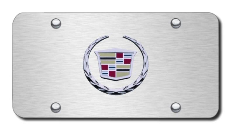 Cadillac (new) logo chrome/brushed stainless license plate made in usa genuine